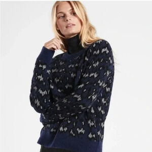 Athleta Hawthorn Textured Crewneck Merino Wool Blend Sahara Navy Sweater(XS)